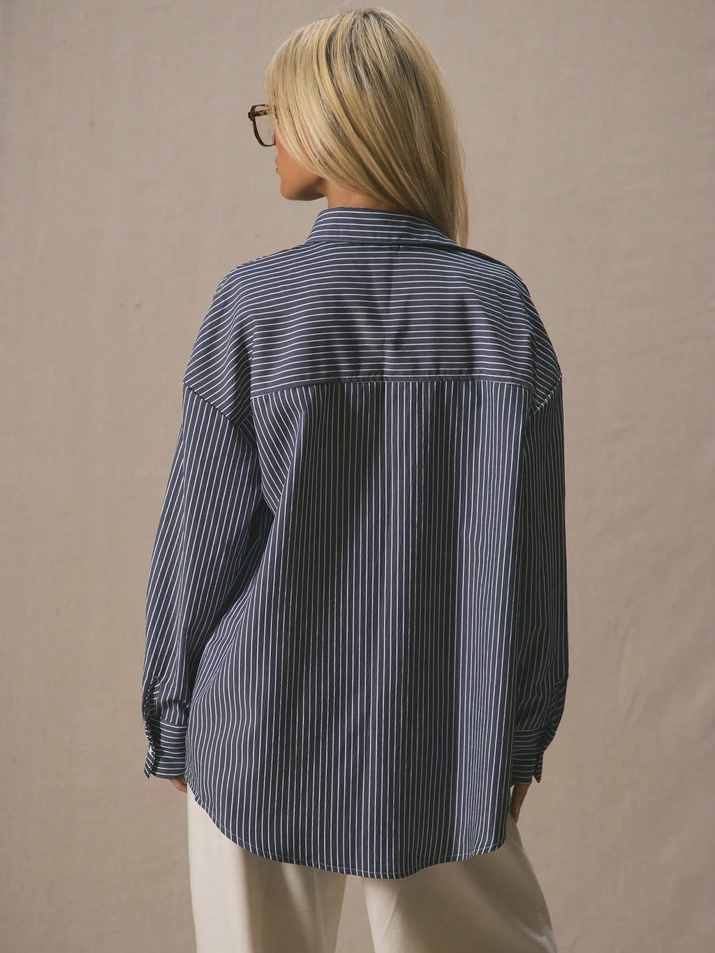 MUSERA Oversized Striped Long Sleeve Shirt Fall Summer Cute Vacation Business Casual Old Money Elegant Work Everyday Casual Holiday Airport Back to School Autumn Al Fresco Christmas