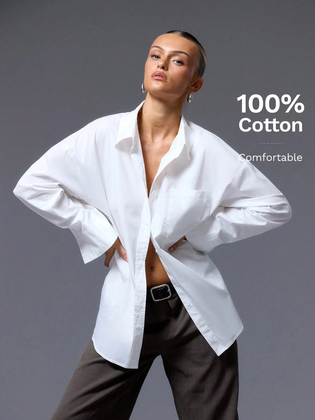 MUSERA Oversized Button up Shirt Old Money Vacation Everyday Airport Holiday Oversized Beach Cover up Fall Back to School Work Autumn Winter