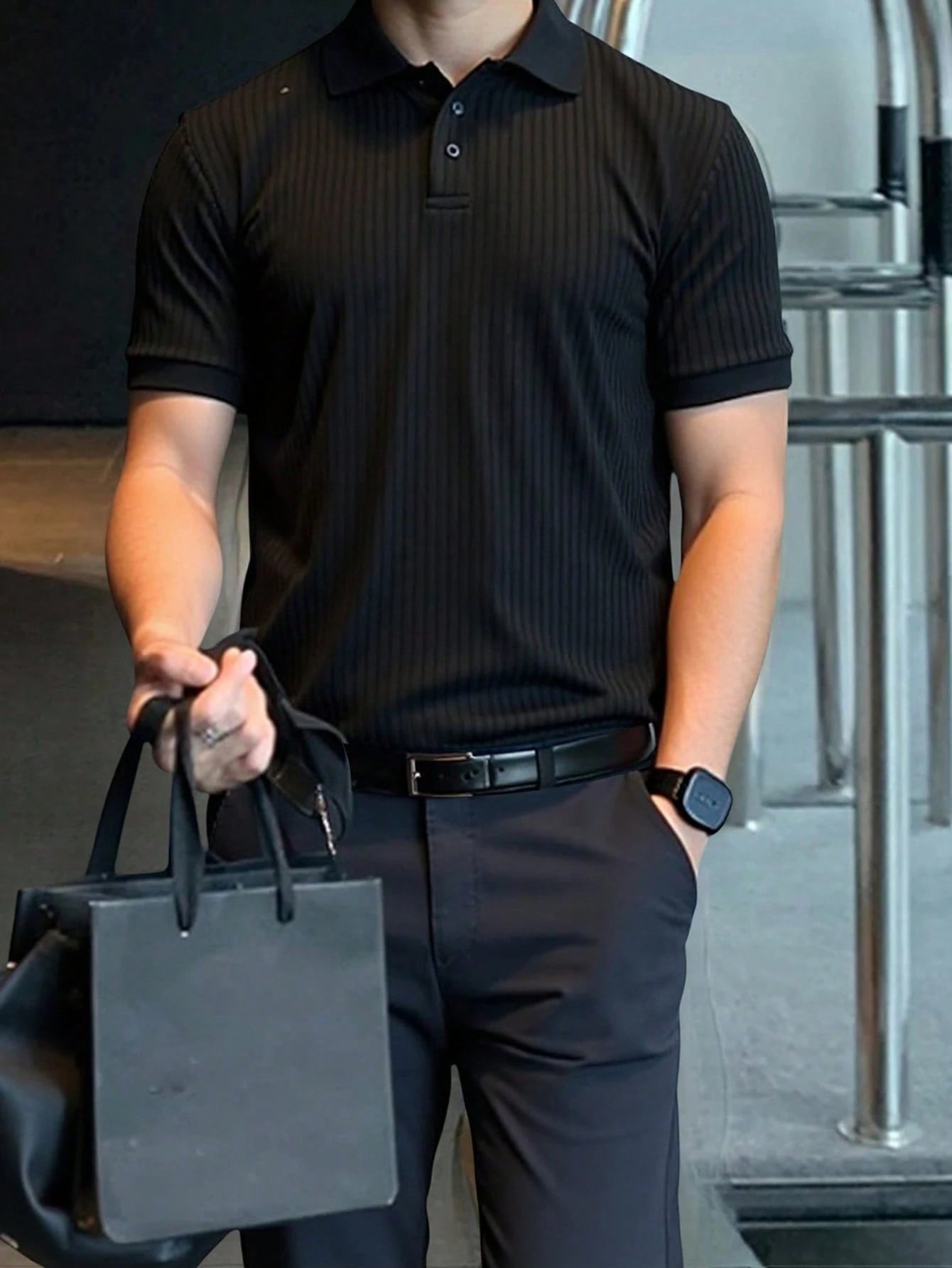 Manfinity Homme Men'S Solid Color Short Sleeve Casual/Business Polo Shirt