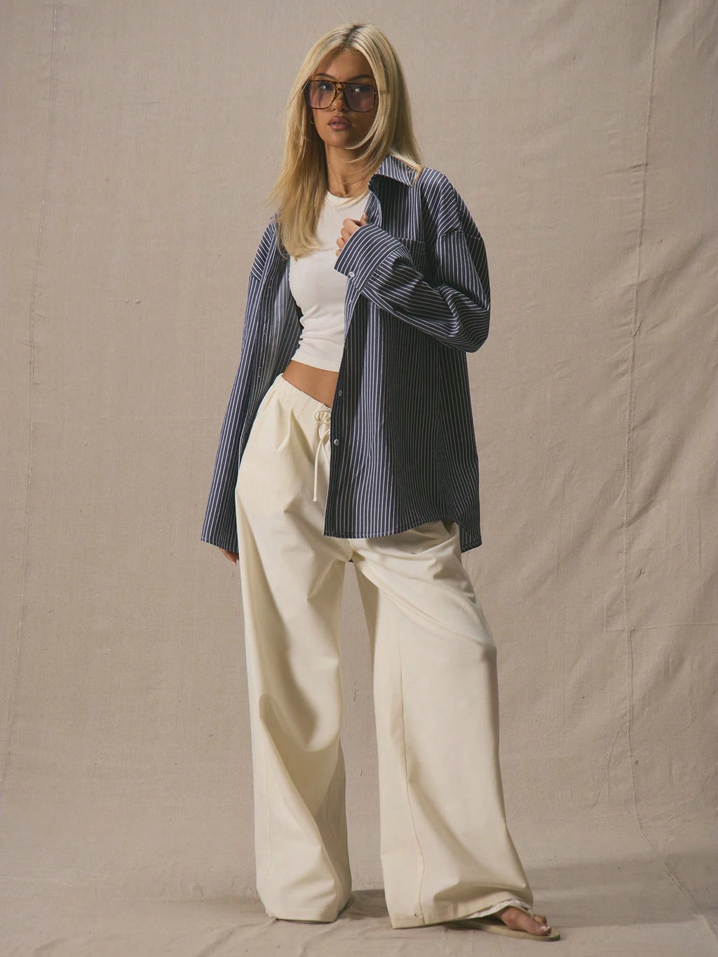 MUSERA Oversized Striped Long Sleeve Shirt Fall Summer Cute Vacation Business Casual Old Money Elegant Work Everyday Casual Holiday Airport Back to School Autumn Al Fresco Christmas