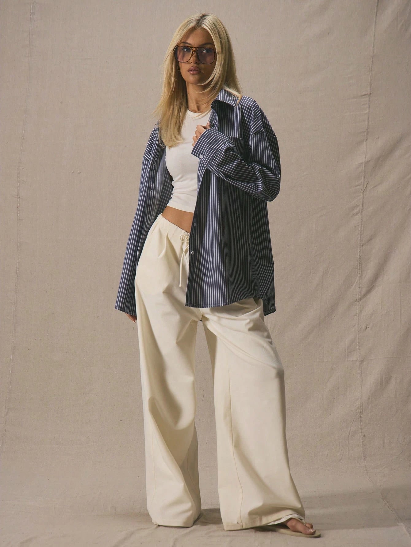 MUSERA Oversized Striped Long Sleeve Shirt Fall Summer Cute Vacation Business Casual Old Money Elegant Work Everyday Casual Holiday Airport Back to School Autumn Al Fresco Christmas